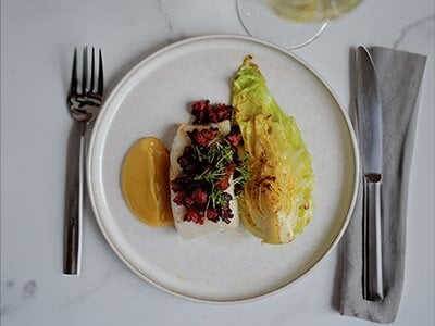 Citronbakad norsk Skrei med karamelliserad grädde